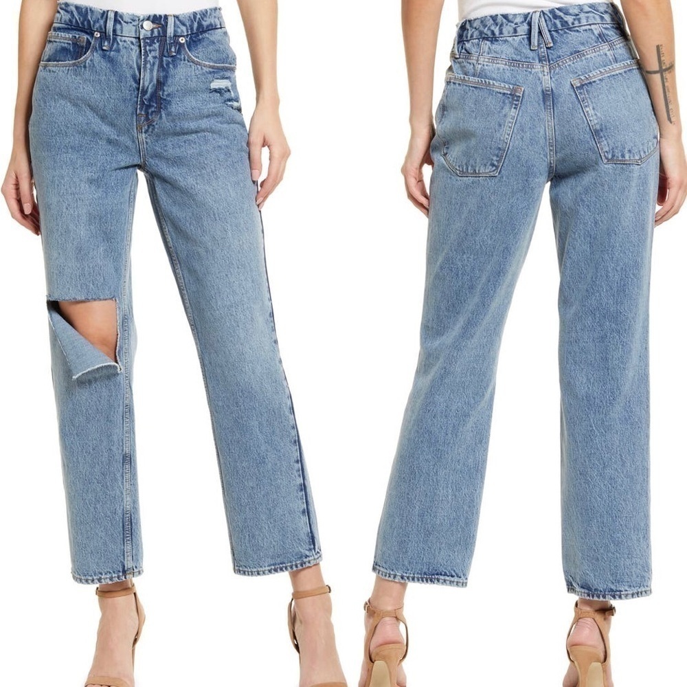 NWT GOOD AMERICAN 90's Duster Straight Leg Jeans Size 28